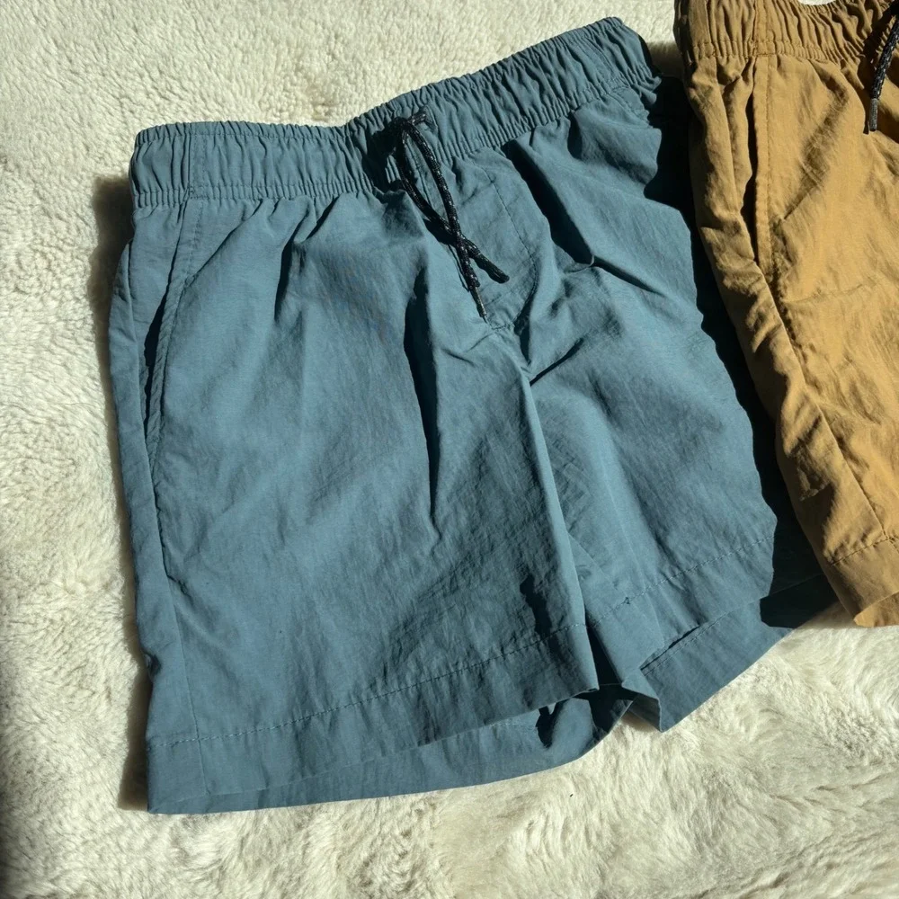 Old Navy Quick Dry Dock Shorts Kids Size S 6-7 Blue Tan 2 Pack Excellent